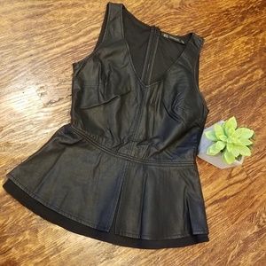 ZARA Trafaluc Sleeveless Faux Leather Peplum Top